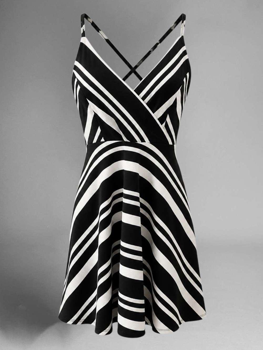 Romeo & Juliet Couture Black and White Striped Mini Dress